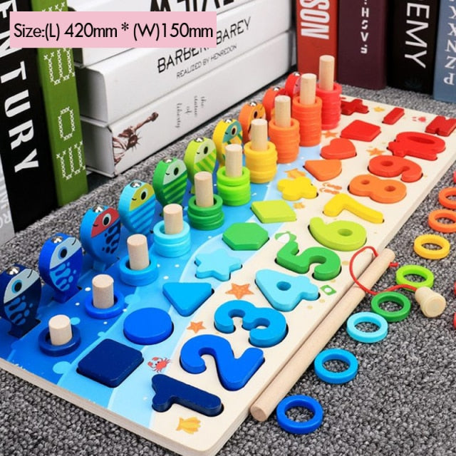 Montessori Math Toy | Wooden Puzzle Magnetic Fishing Toy